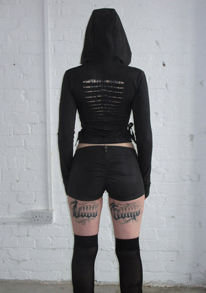 ENVY SNAKESKIN HOTPANT SHORTS CHARCOAL