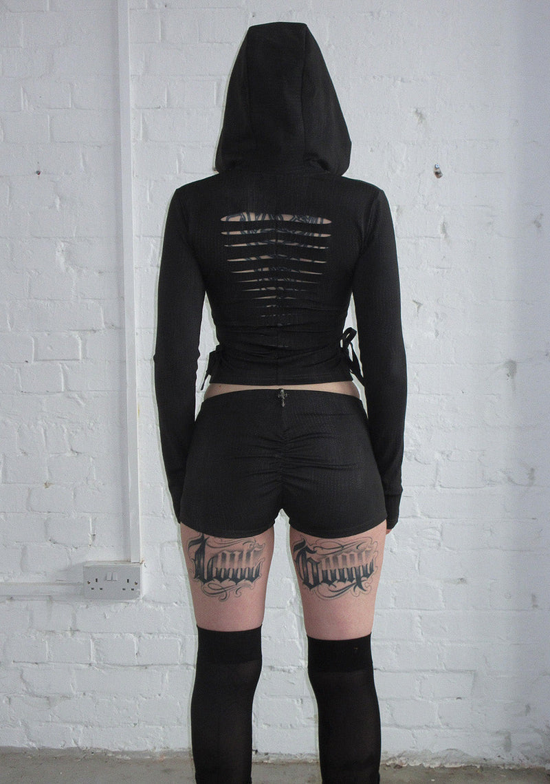 ENVY SNAKESKIN HOTPANT SHORTS CHARCOAL