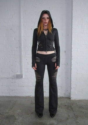 ENVY SNAKESKIN SLASHED SCULPT STRETCH PANTS CHARCOAL