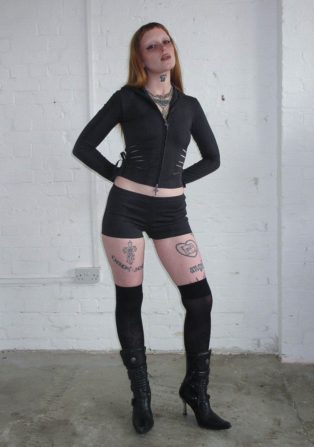 Envy Snakeskin Slashed Sculpt Stretch Zip Hoodie Charcoal – NAMED