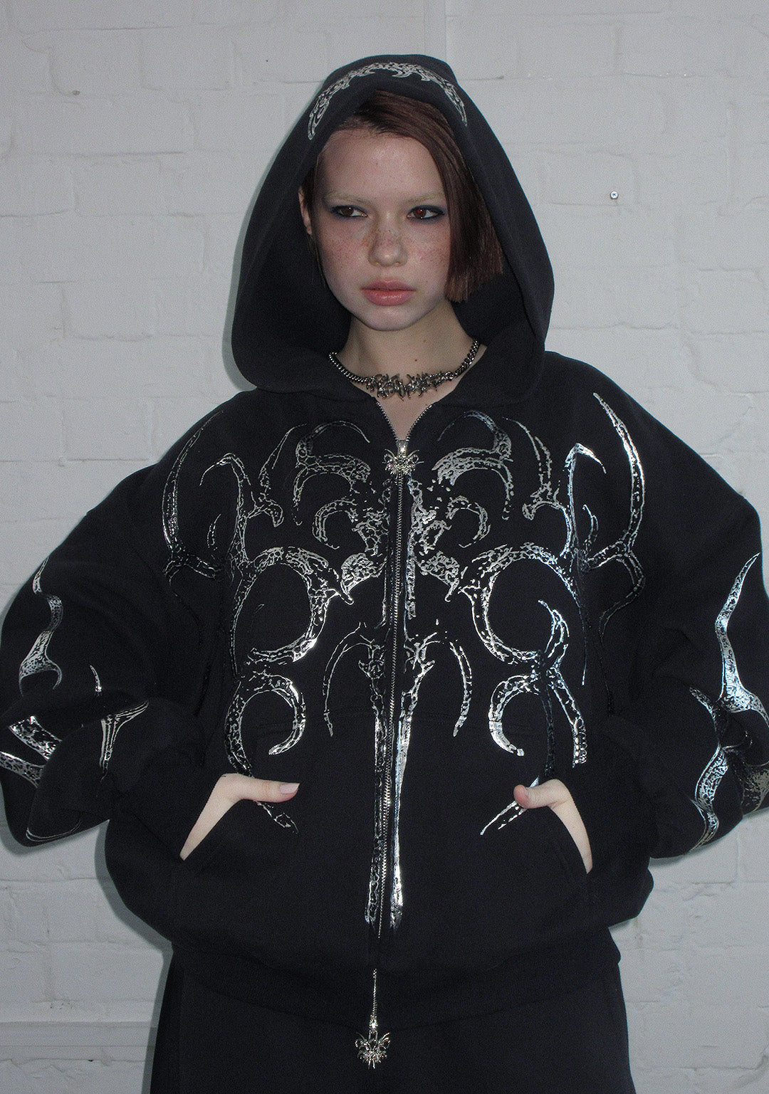 EUPHORIA DISTRESSED PRINT CHROME ZIP HOODIE BLACK – NAMED COLLECTIVE®