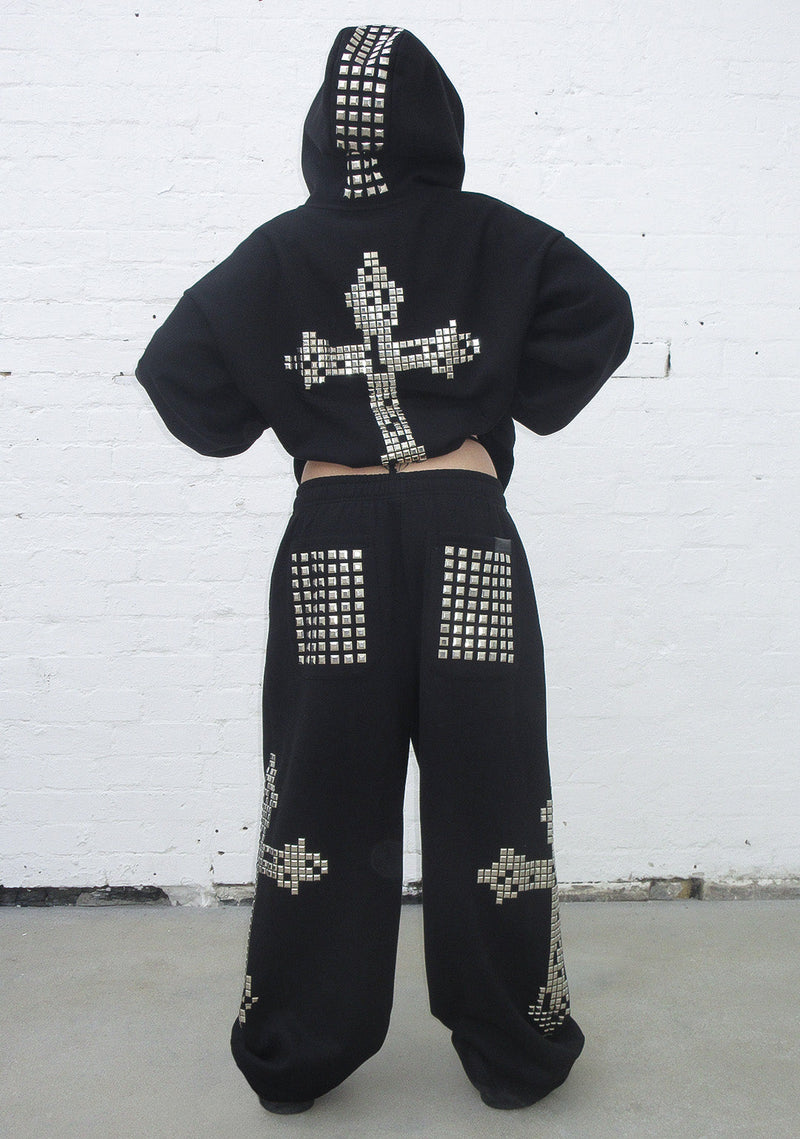 FAITHFUL STUDDED OVERSIZED SWEATPANTS BLACK