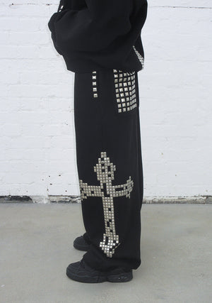 FAITHFUL STUDDED OVERSIZED SWEATPANTS BLACK