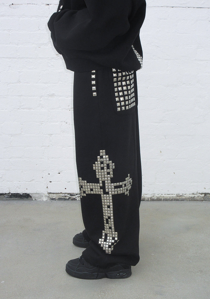 FAITHFUL STUDDED OVERSIZED SWEATPANTS BLACK
