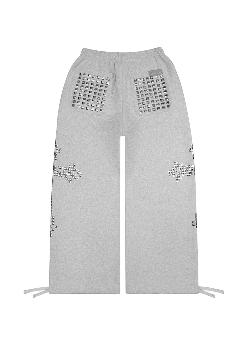 FAITHFUL STUDDED OVERSIZED SWEATPANTS GREY MARL