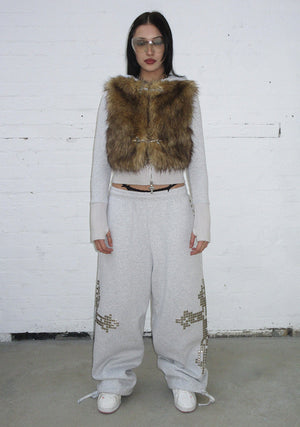 FAITHFUL STUDDED OVERSIZED SWEATPANTS GREY MARL