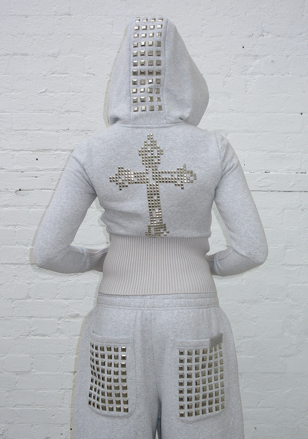 FAITHFUL STUDDED OVERSIZED SWEATPANTS GREY MARL