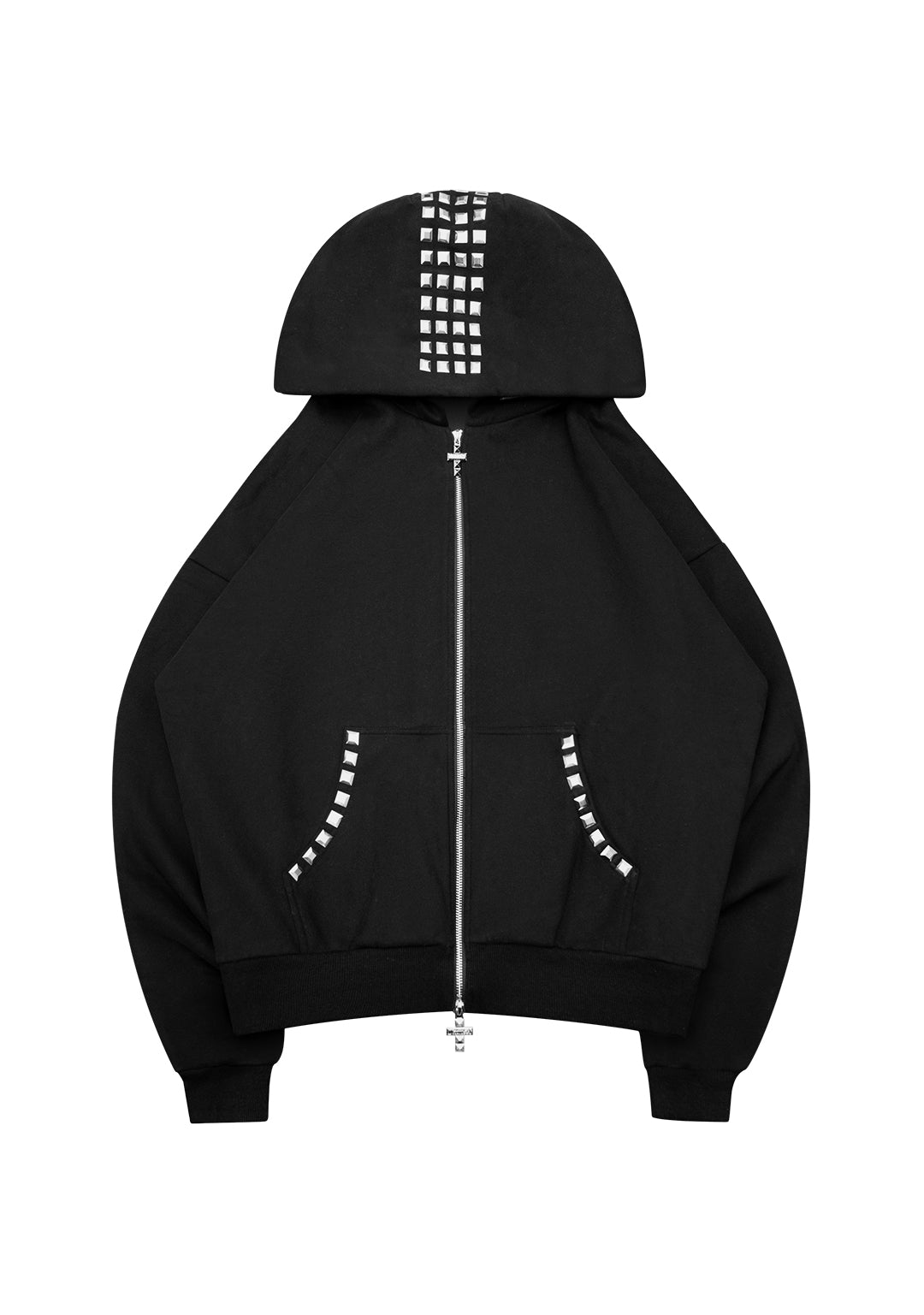 FAITHFUL STUDDED ZIP HOODIE BLACK
