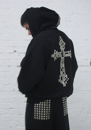 FAITHFUL STUDDED ZIP HOODIE BLACK