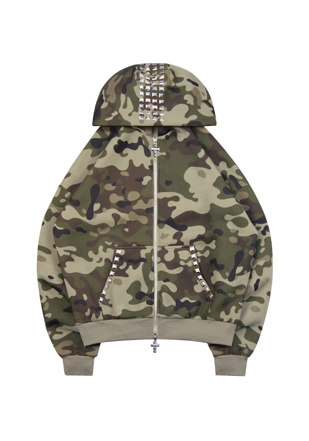 FAITHFUL STUDDED ZIP HOODIE CAMO