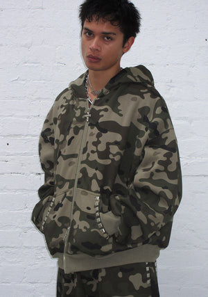 FAITHFUL STUDDED ZIP HOODIE CAMO