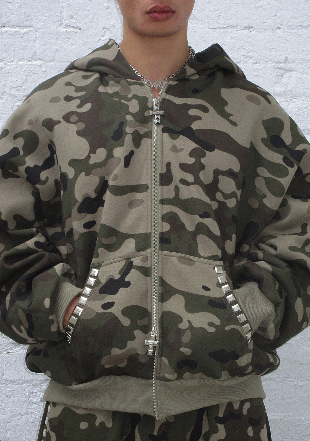 FAITHFUL STUDDED ZIP HOODIE CAMO