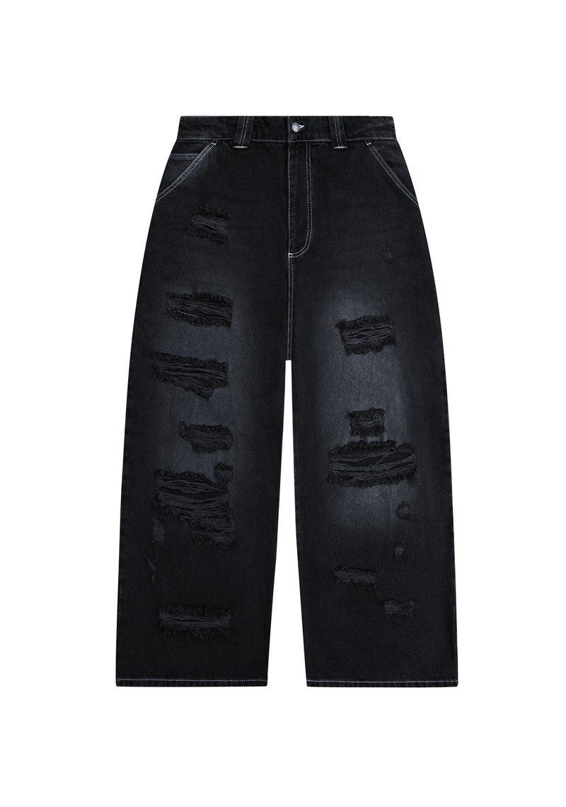 FAITHFUL STUDDED OVERSIZED JEANS WASHED BLACK