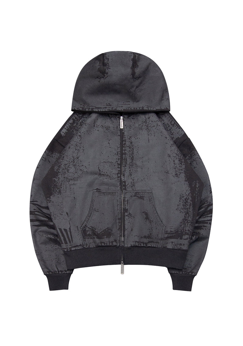 FAITHFUL LEATHER EFFECT ZIP HOODIE BLACK