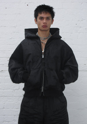 FAITHFUL LEATHER EFFECT ZIP HOODIE BLACK