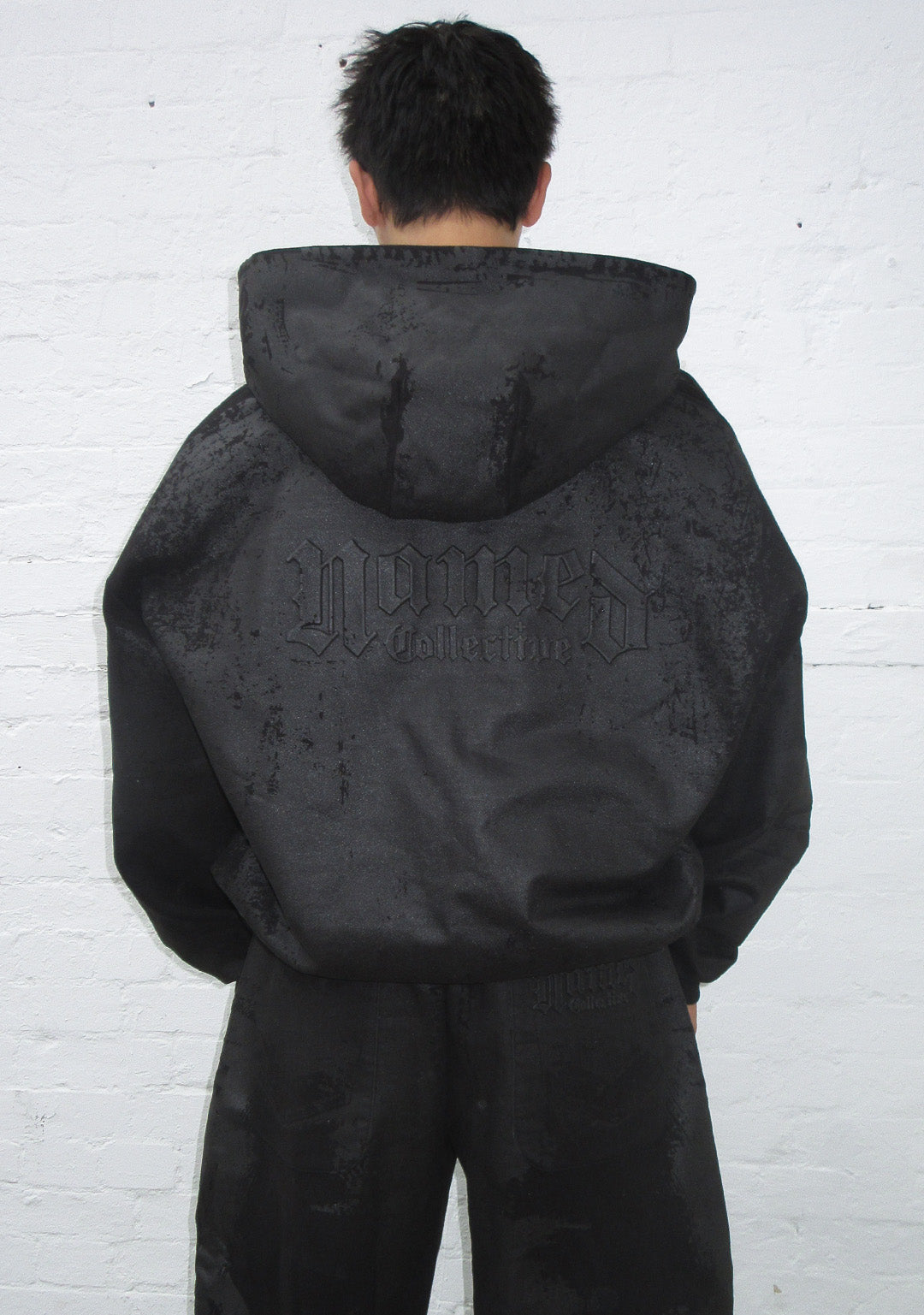 FAITHFUL LEATHER EFFECT ZIP HOODIE BLACK