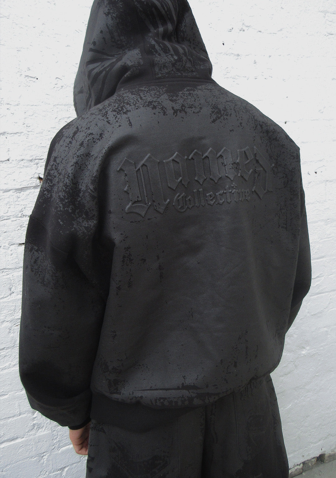 FAITHFUL LEATHER EFFECT ZIP HOODIE BLACK