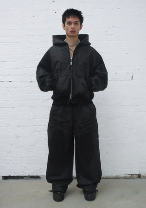 FAITHFUL LEATHER EFFECT OVERSIZED SWEATPANTS BLACK