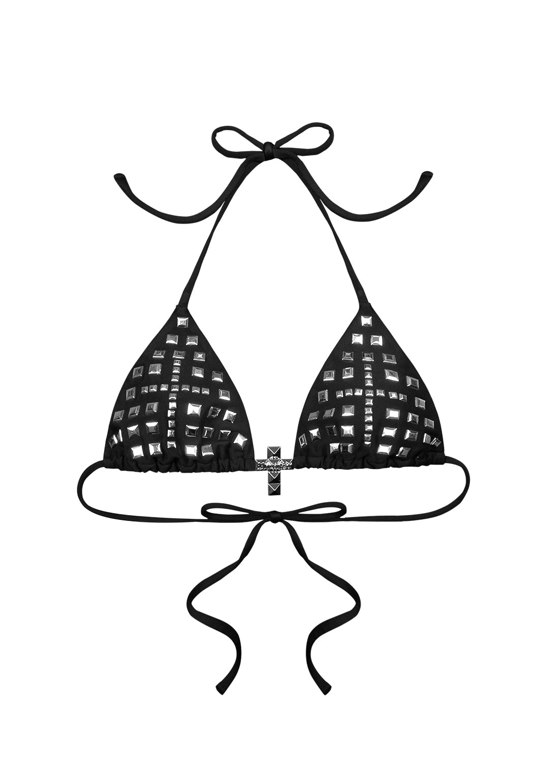 FAITHFUL STUDDED TRIANGLE BIKINI TOP BLACK