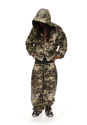FAITHFUL STUDDED ZIP HOODIE CAMO