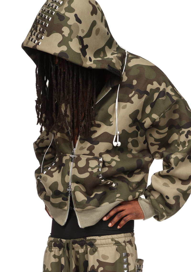 FAITHFUL STUDDED ZIP HOODIE CAMO