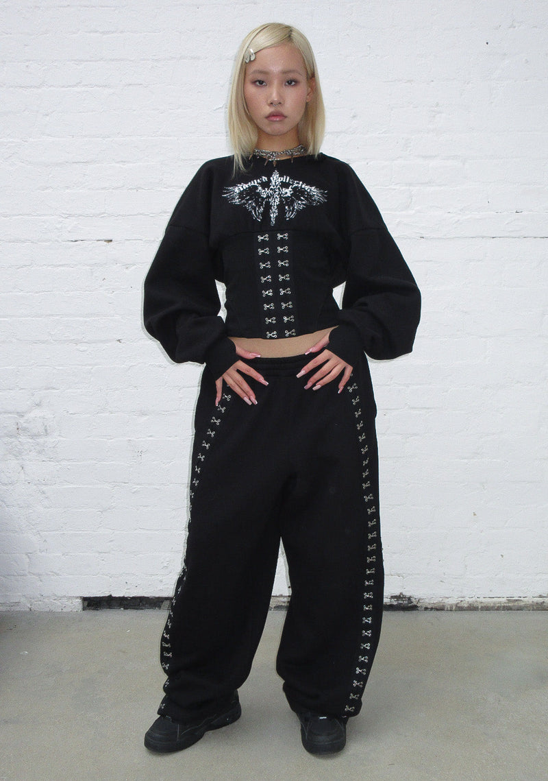 FALLEN CORSET SCULPT HOODIE BLACK