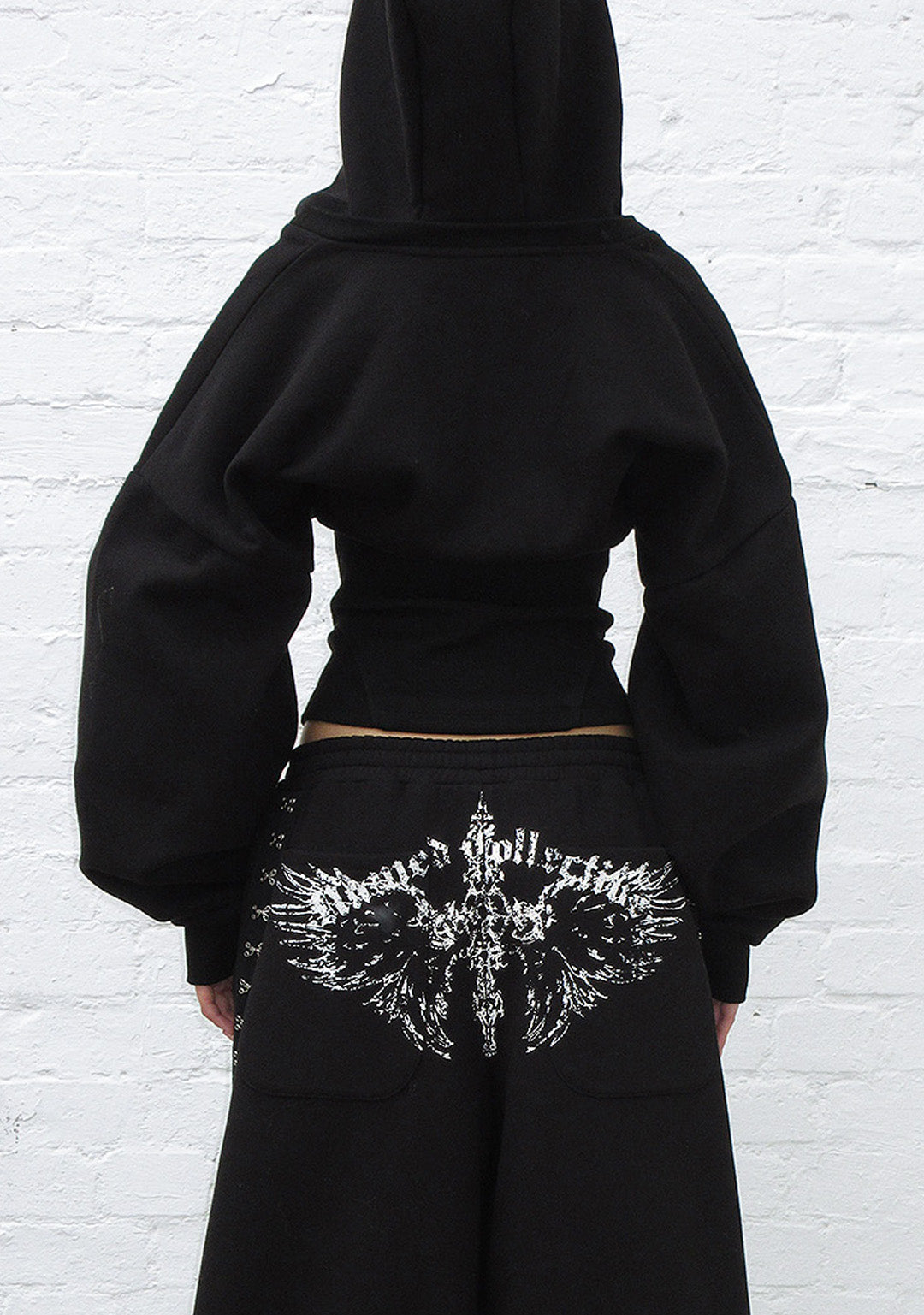 FALLEN CORSET SCULPT HOODIE BLACK