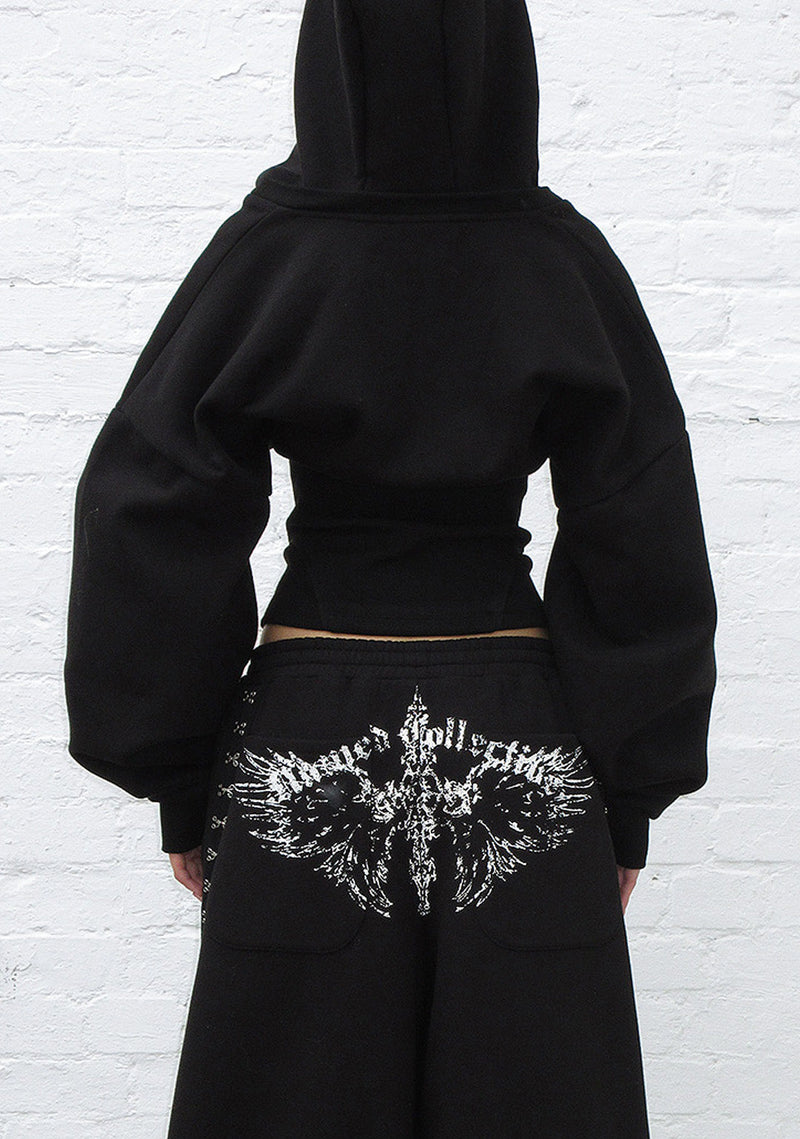 FALLEN CORSET SCULPT HOODIE BLACK