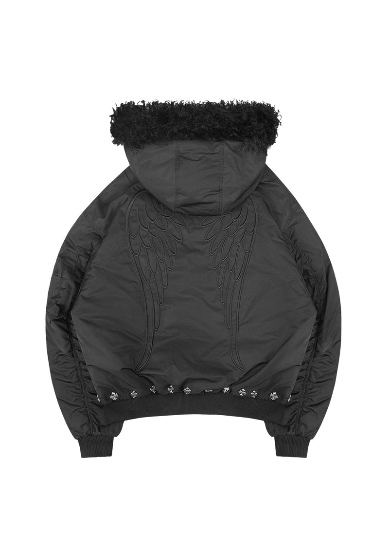 FALLEN FAUX FUR REVERSIBLE BOMBER JACKET BLACK