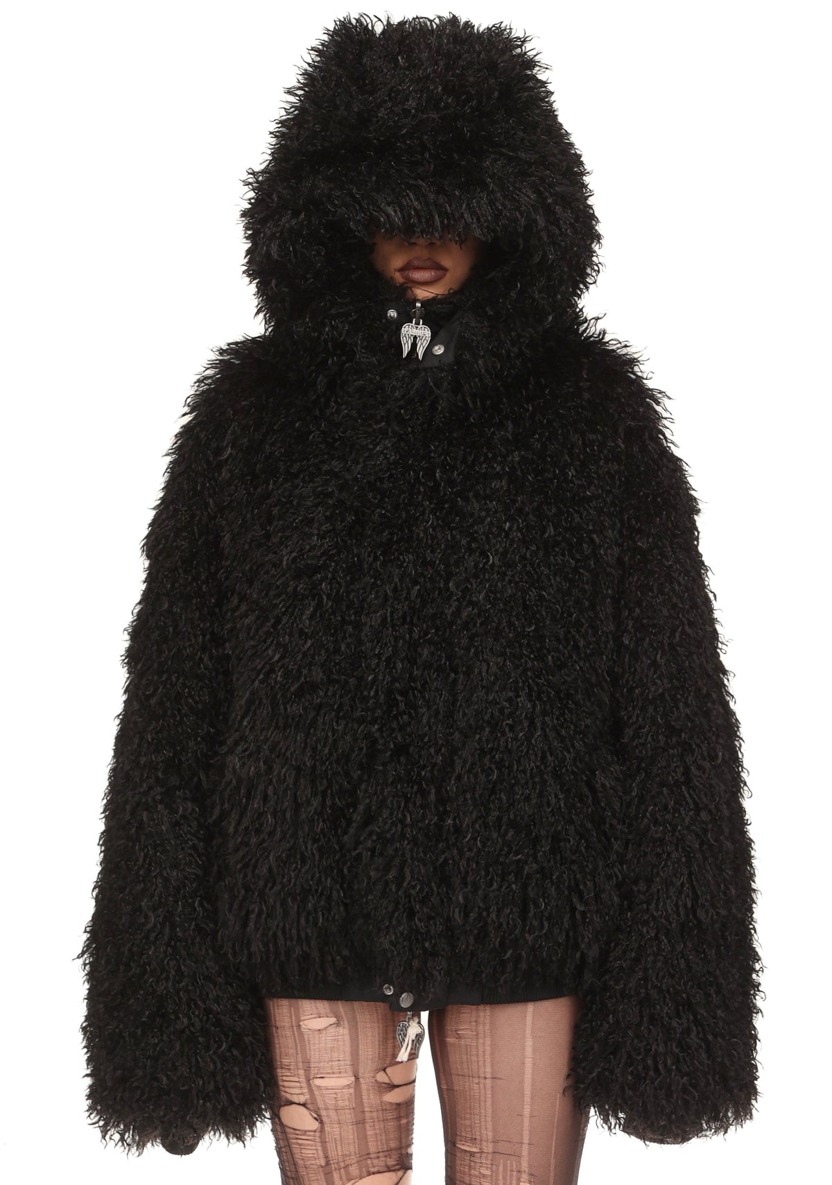 FALLEN FAUX FUR REVERSIBLE BOMBER JACKET BLACK