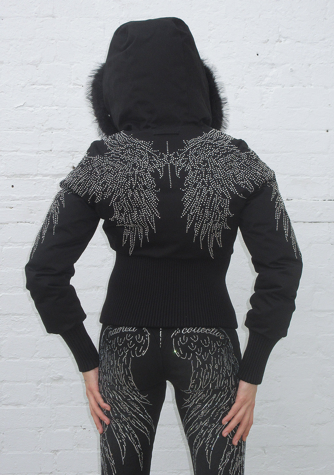 FALLEN FAUX FUR REVERSIBLE RIB PUFFER JACKET BLACK