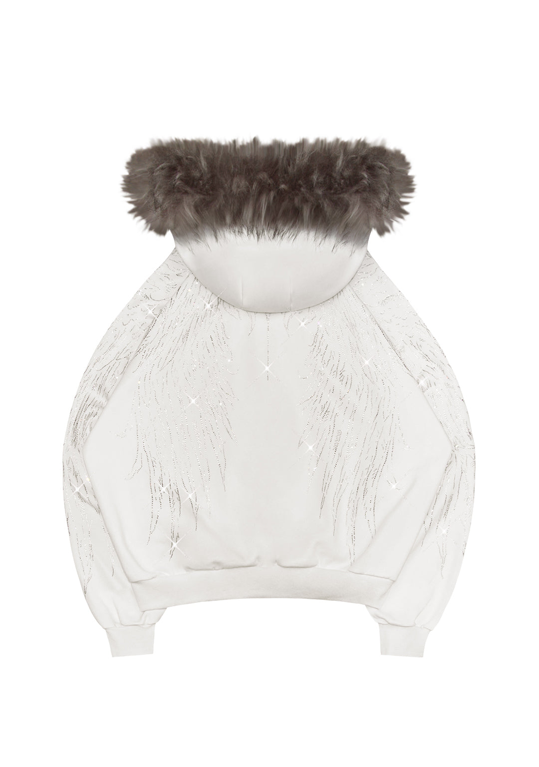 Fallen Faux Fur Rhinestone Zip Hoodie White – NAMED COLLECTIVE®