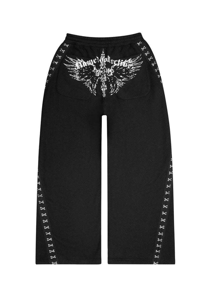 FALLEN HOOK AND EYE OVERSIZED SWEATPANTS BLACK