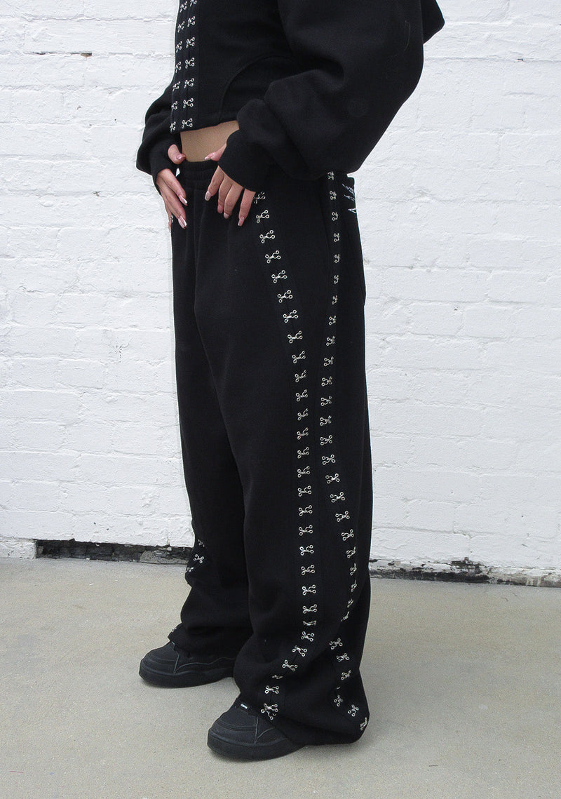 FALLEN HOOK AND EYE OVERSIZED SWEATPANTS BLACK
