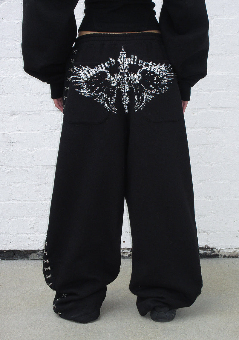 FALLEN HOOK AND EYE OVERSIZED SWEATPANTS BLACK