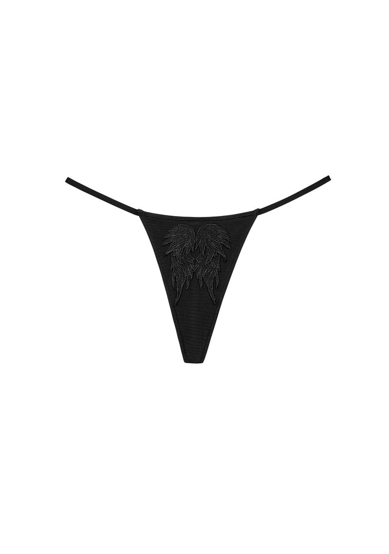 FALLEN WINGS CHARM MESH G-STRING BLACK