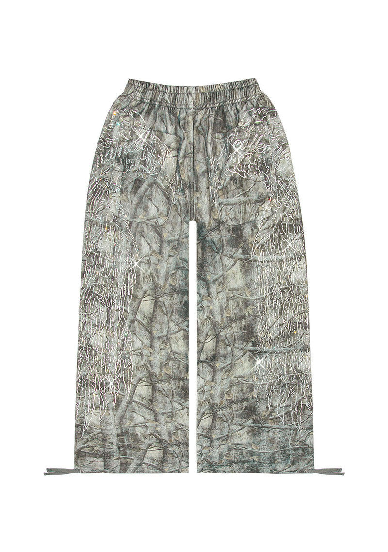 FALLEN RHINESTONE OVERSIZED SWEATPANTS TREE CAMO