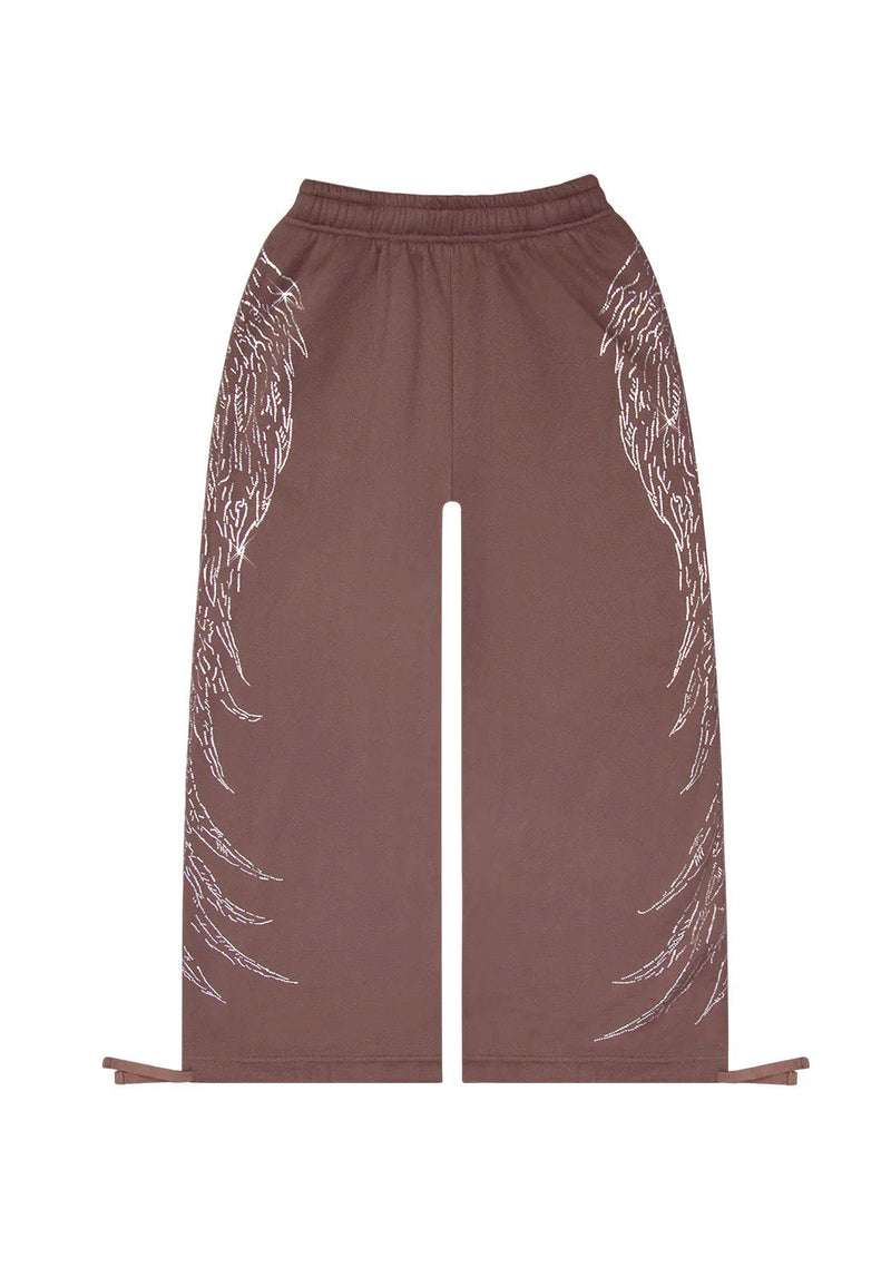 FALLEN RHINESTONE OVERSIZED SWEATPANTS BROWN