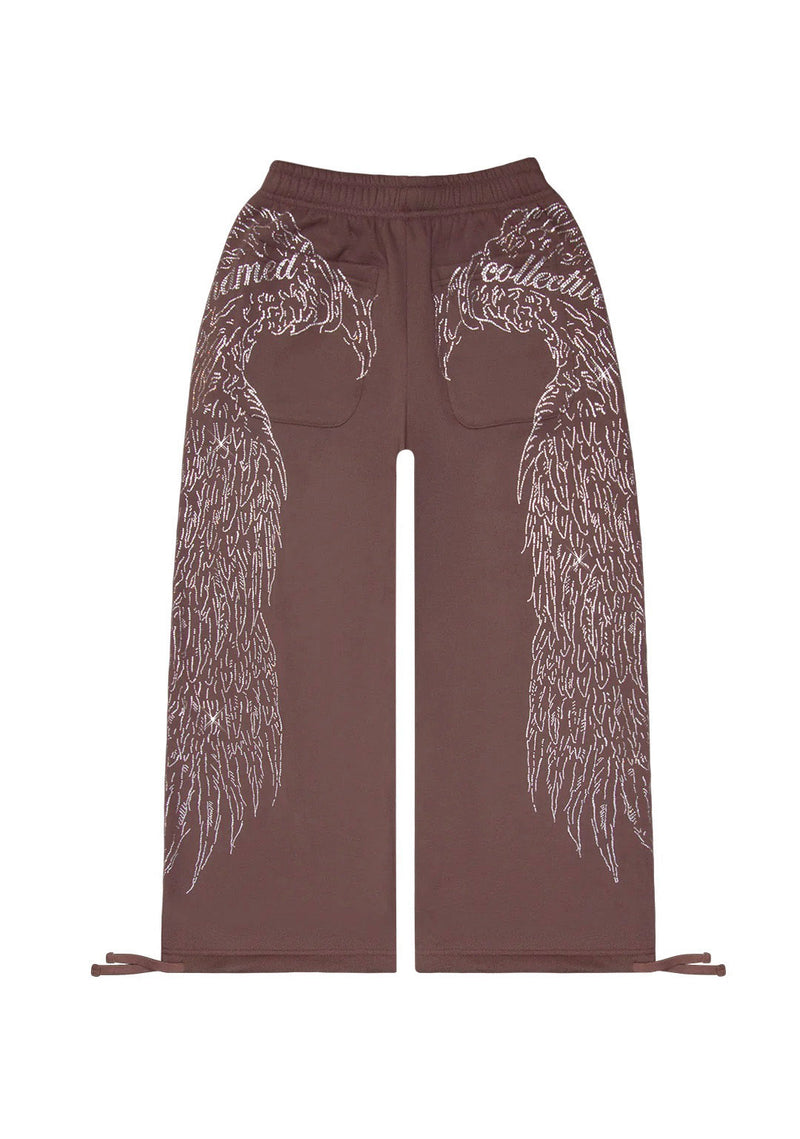 FALLEN RHINESTONE OVERSIZED SWEATPANTS BROWN