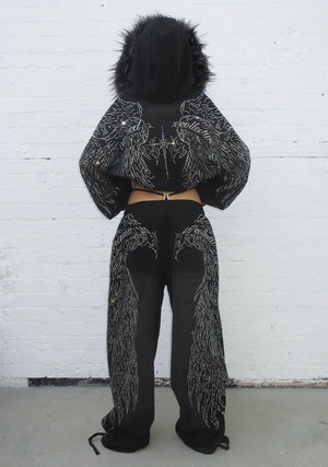 FALLEN RHINESTONE OVERSIZED SWEATPANTS WASHED BLACK