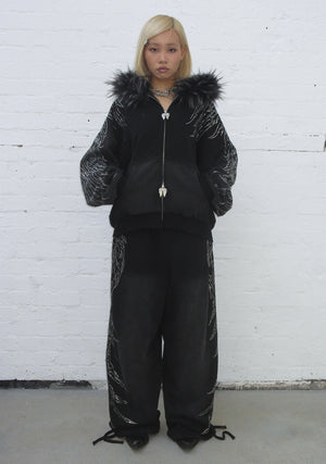 FALLEN RHINESTONE OVERSIZED SWEATPANTS WASHED BLACK