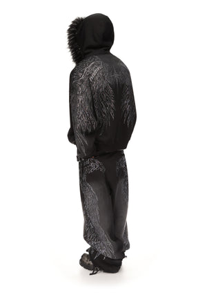 FALLEN RHINESTONE OVERSIZED SWEATPANTS WASHED BLACK