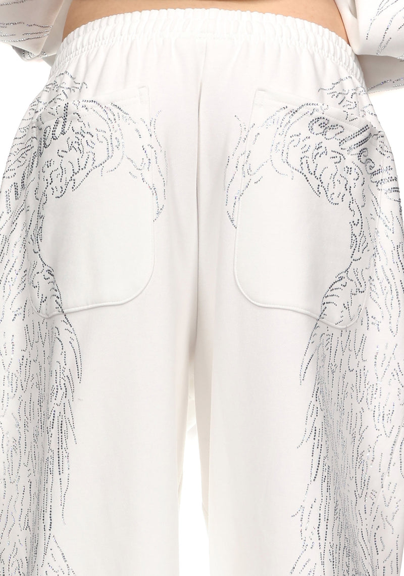 FALLEN RHINESTONE OVERSIZED SWEATPANTS WHITE