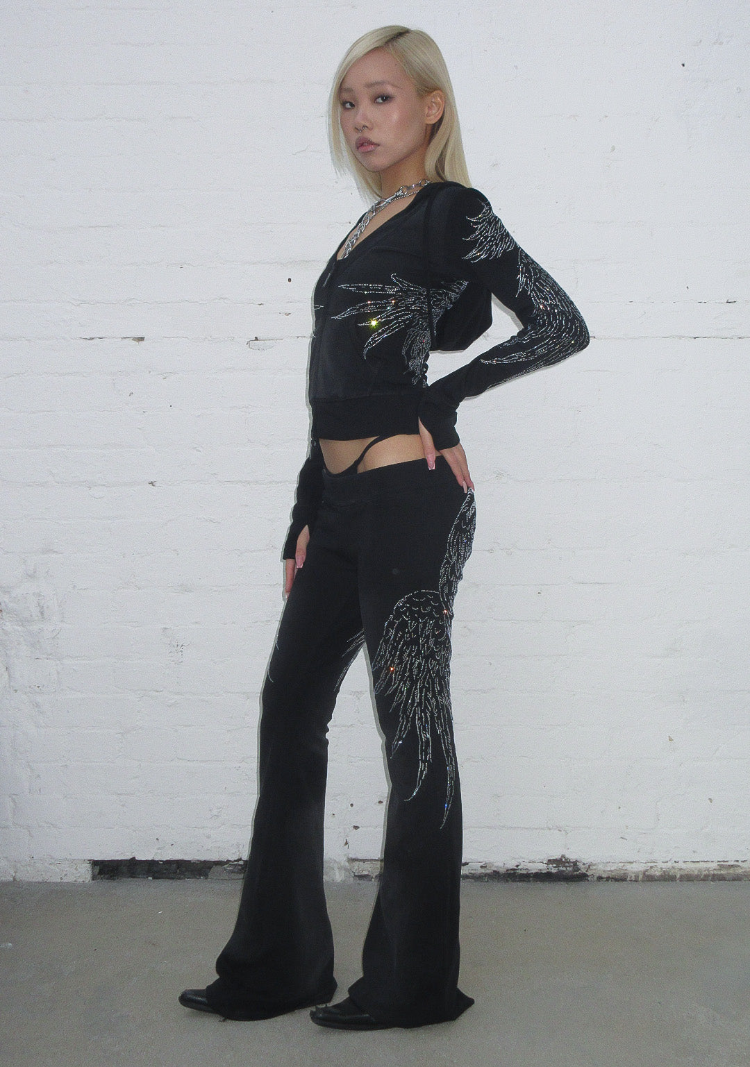 Fallen Rhinestone Sculpt Hoodie Washed Black – NAMED COLLECTIVE®