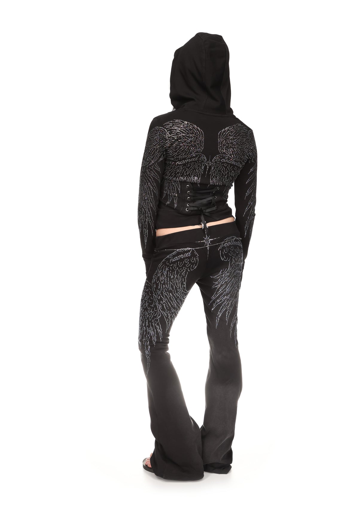 FALLEN RHINESTONE SCULPT PANTS WASHED BLACK