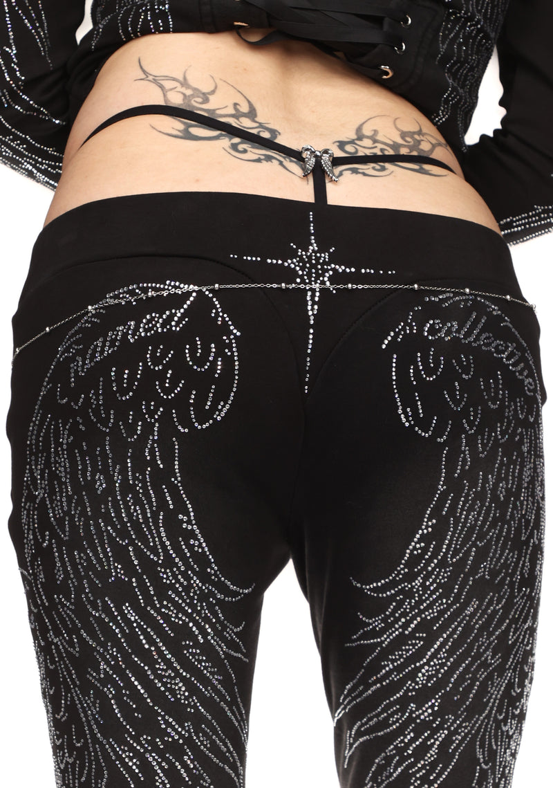 FALLEN RHINESTONE SCULPT PANTS WASHED BLACK