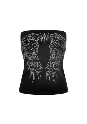 FALLEN RHINESTONE TUBE TOP WASHED BLACK