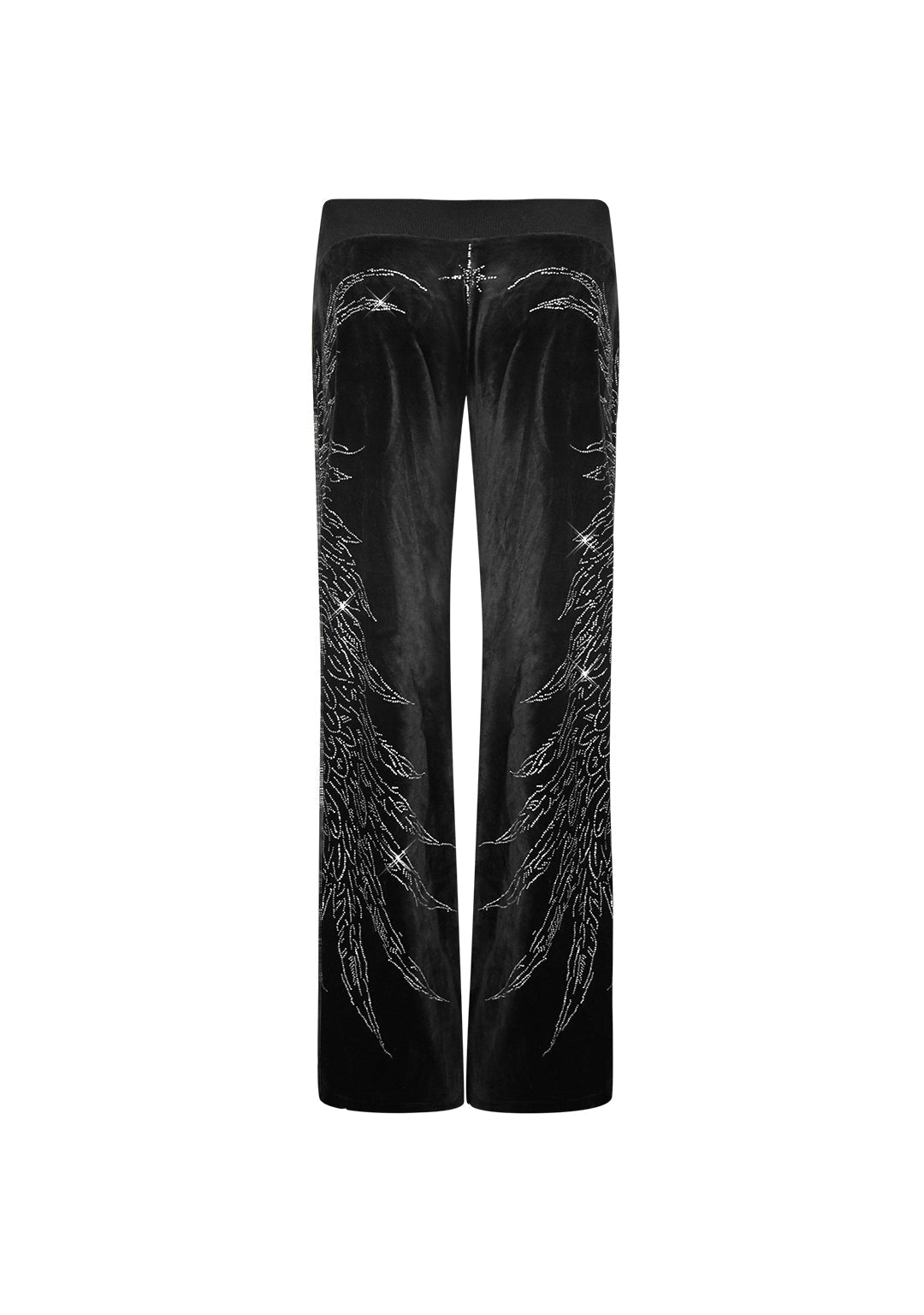 FALLEN RHINESTONE VELOUR SWEATPANTS BLACK