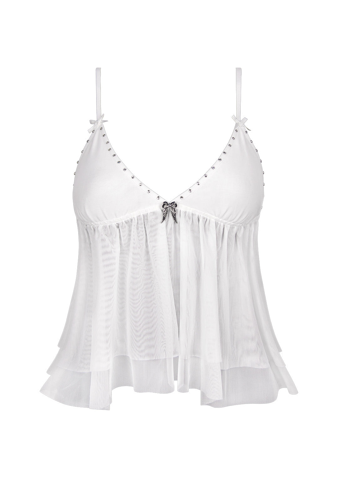 ワンピース Volume lace sheer cami tops white Fallen Sheer Mesh Wings Cami Top White – NAMED COLLECTIVE®