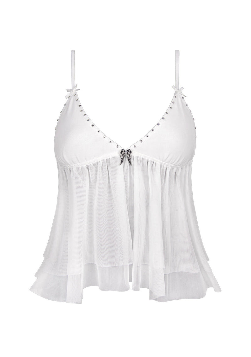 FALLEN SHEER MESH WINGS CAMI TOP WHITE